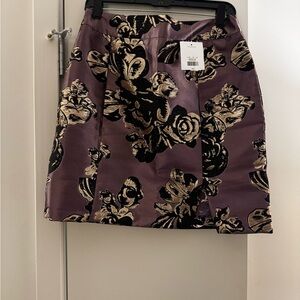 Topshop Black and Cream Floral Mini Skirt